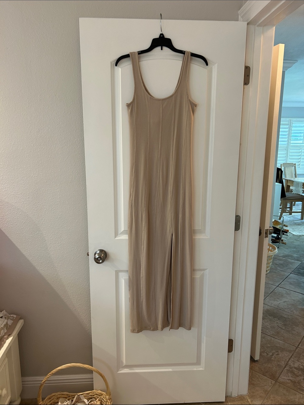 Ocean Drive Beige Sleeveless Maxi Dress with Front Slit